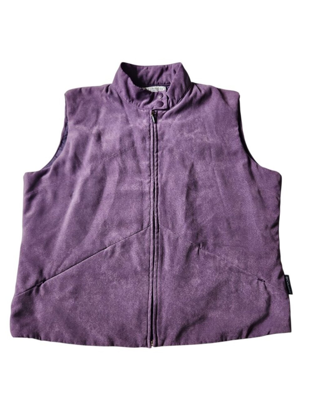 Vintage Columbia Faux Suede Zip Up Snap Collar Zip Pocket Vest Sz X Large